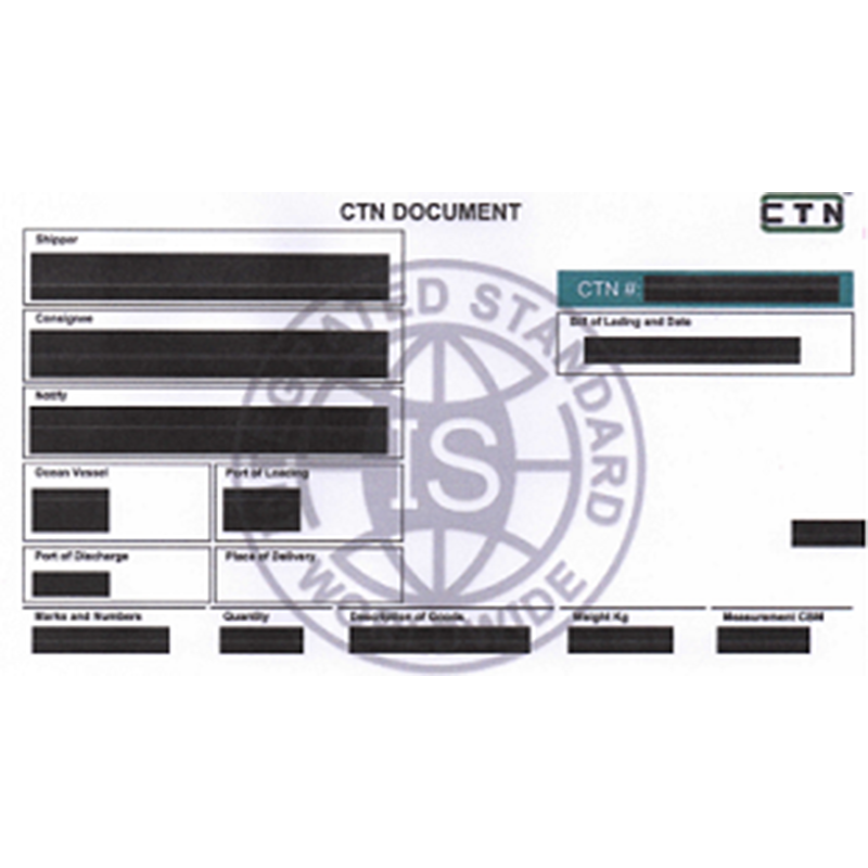 Ghana CTN (nota di monitoraggio del carico)